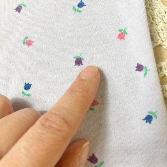 Vintage 1980s Purple Single Stitch Tulip Print Tank Top Girls 8-10 Years - Picture 2 of 2